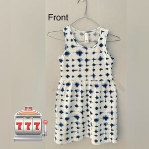 Summer tie dye dress for girls, white with blue, size 10, Ivysvine brand.